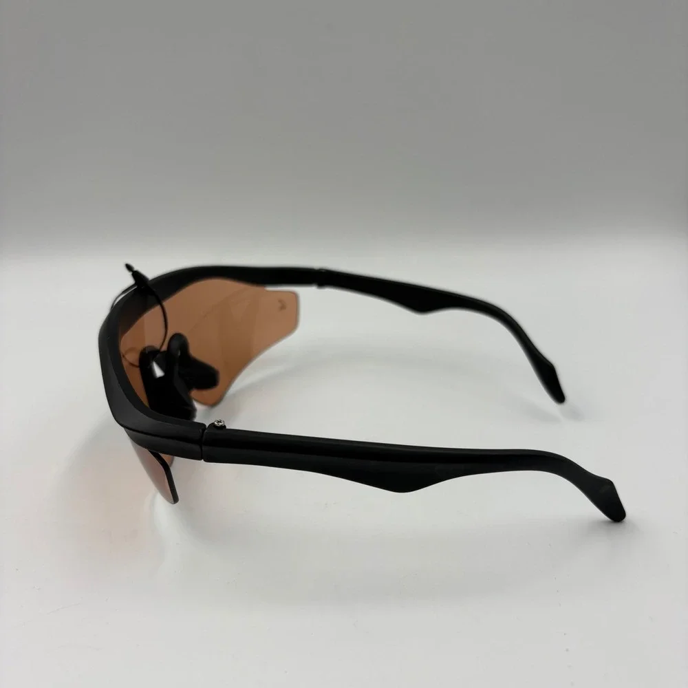 Gattaca Shield Sunglasses Matte Black‎ Wrap Around Amber Lens Sporty Y2K Cyber
